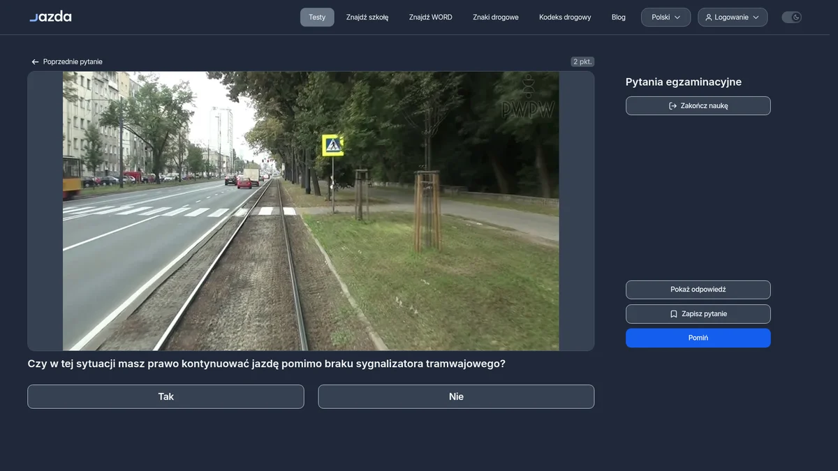 Jazda bez sygnalizatora tramwajowego - czy wolno kontynuować jazdę?
