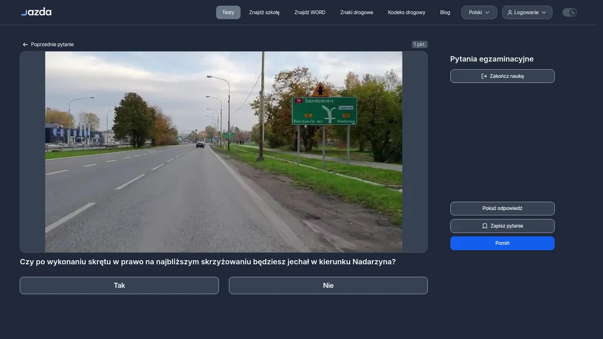 Znak E-2a kierunek do miejscowości - jak czytać znaki kierunkowe do Nadarzyna