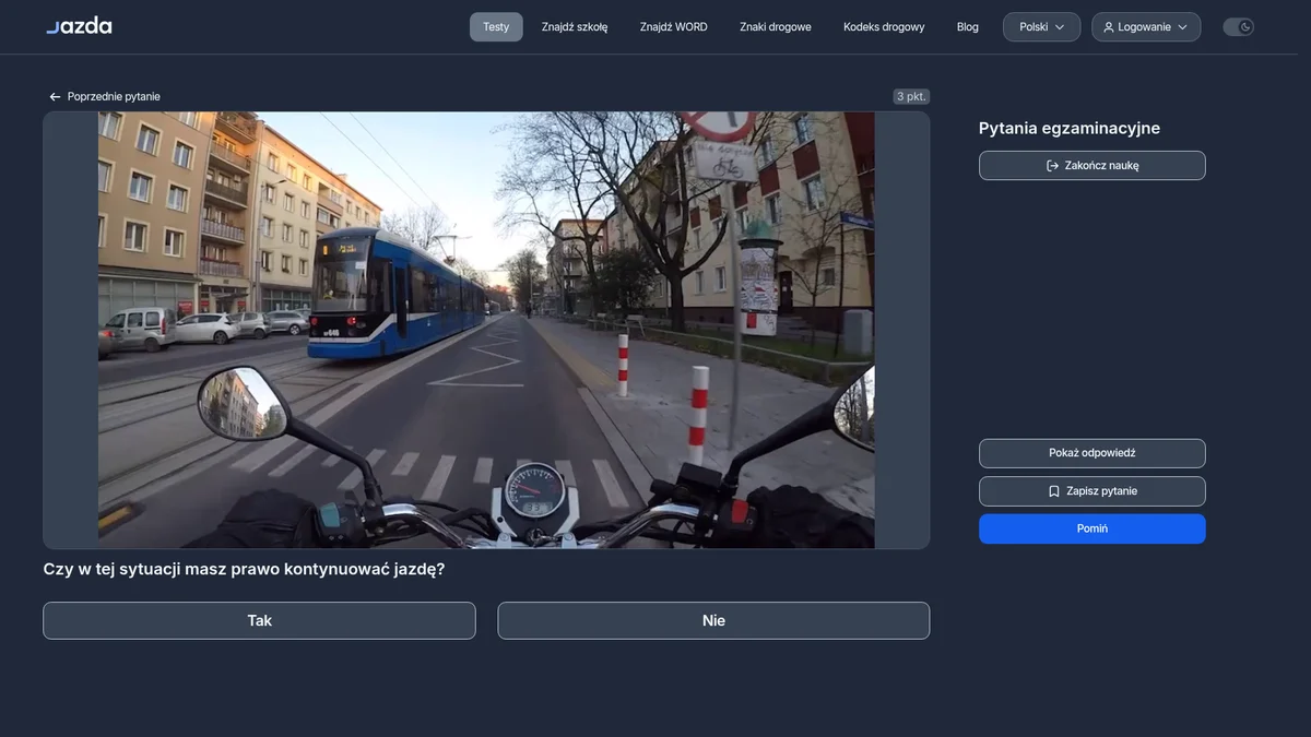 Przystanek bez wysepki i tramwaj - czy możesz jechać dalej?