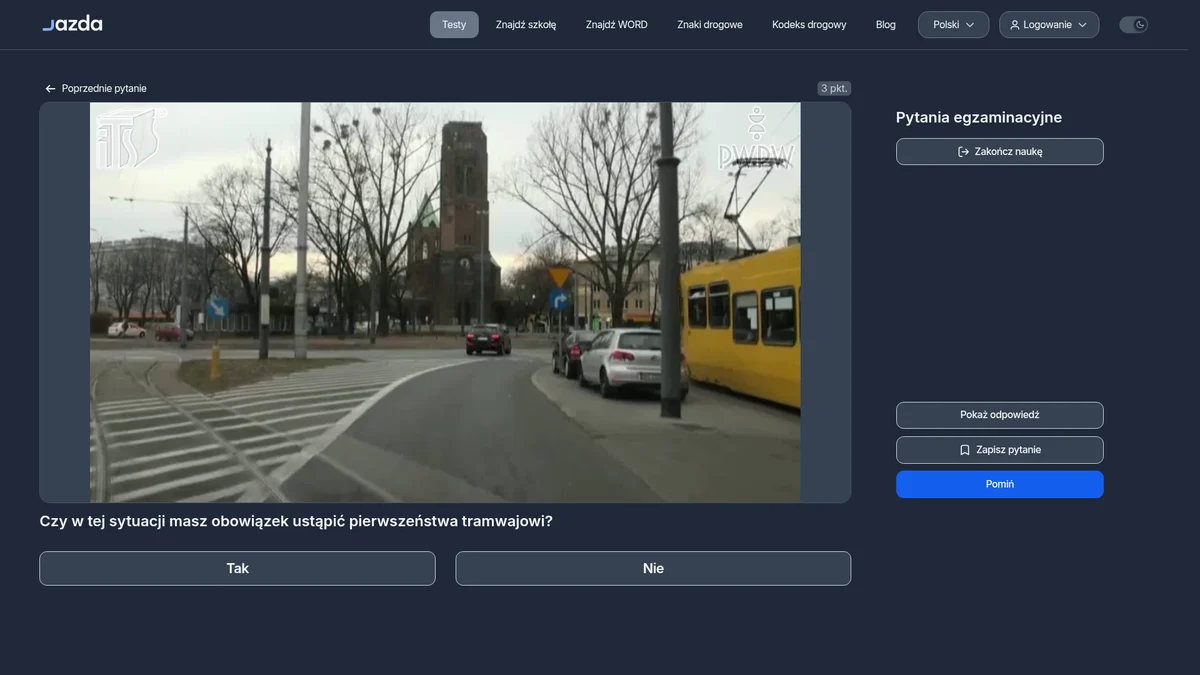 Obowiązek ustąpienia pierwszeństwa tramwajowi przy znaku "ustąp pierwszeństwa"
