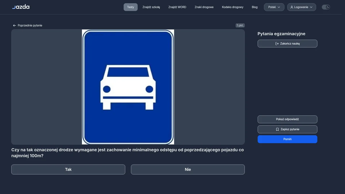 Odstęp 100 metrów znak D-7 - co naprawdę mówią przepisy?