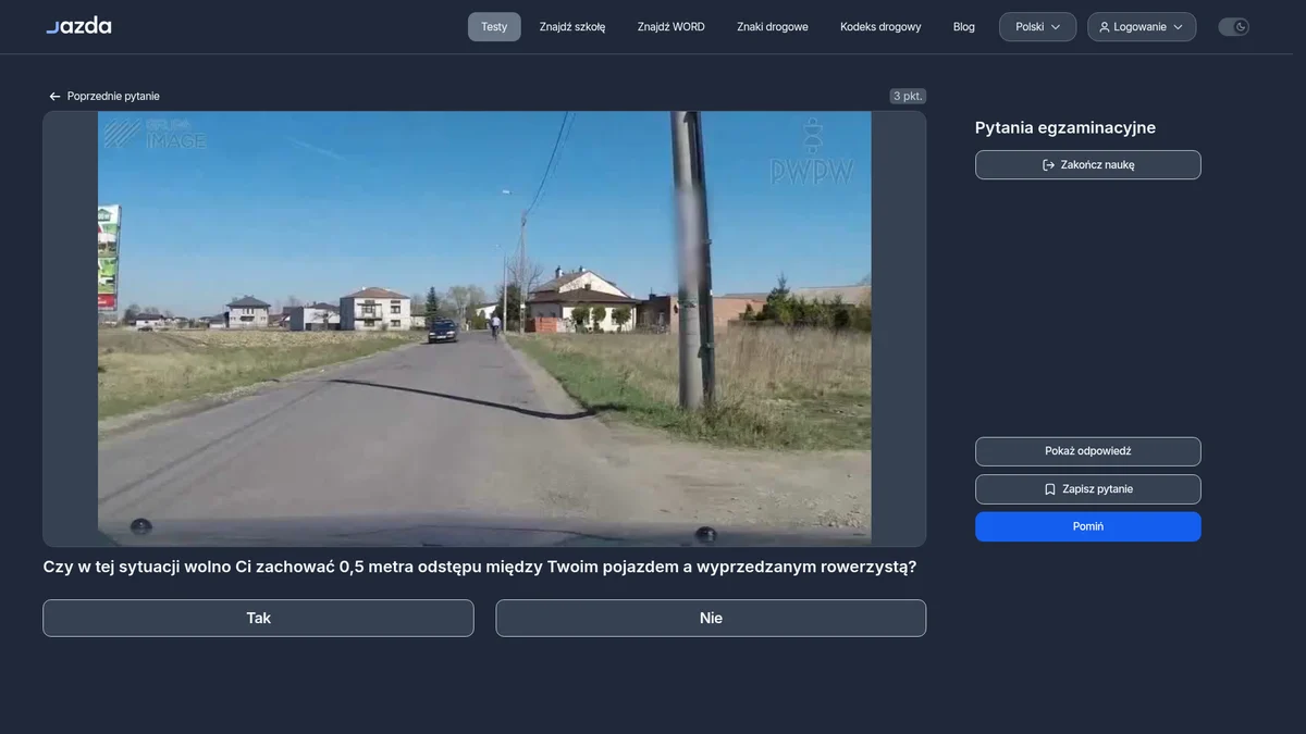 Odstęp przy wyprzedzaniu rowerzysty - ile metrów wymaga prawo?