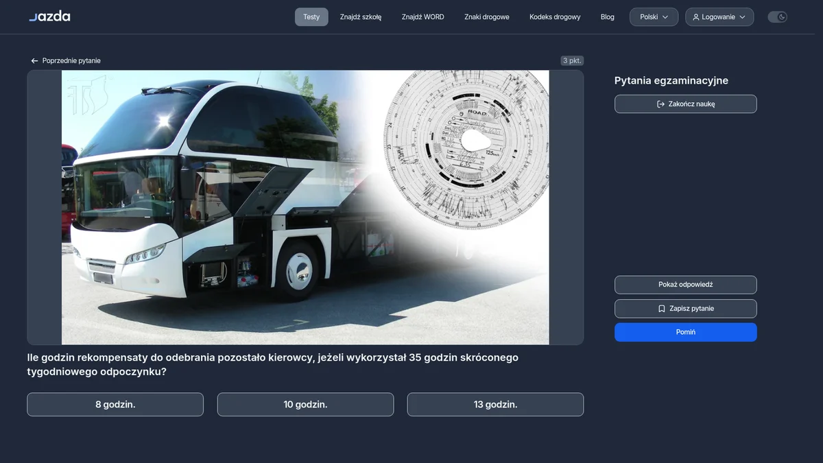 Rekompensata za skrócony odpoczynek - ile godzin przysługuje kierowcy?