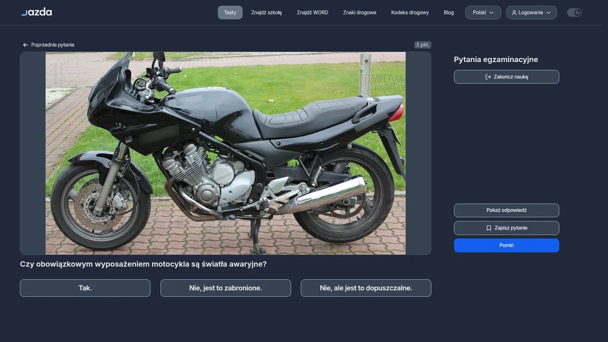 Światła awaryjne w motocyklu - czy to obowiązkowe wyposażenie?