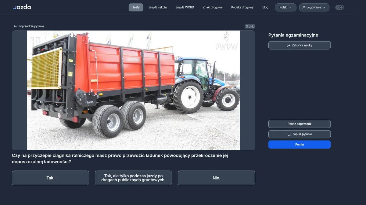 Ładowność przyczepy ciągnika rolniczego - czy wolno ją przekroczyć?