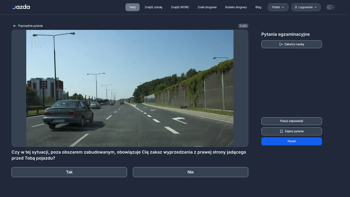 Wyprzedzanie z prawej poza obszarem zabudowanym - kiedy jest dozwolone?