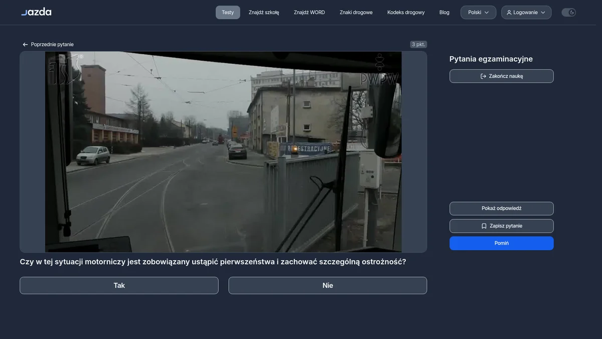 Tramwaj włączający się do ruchu - kto ma pierwszeństwo?