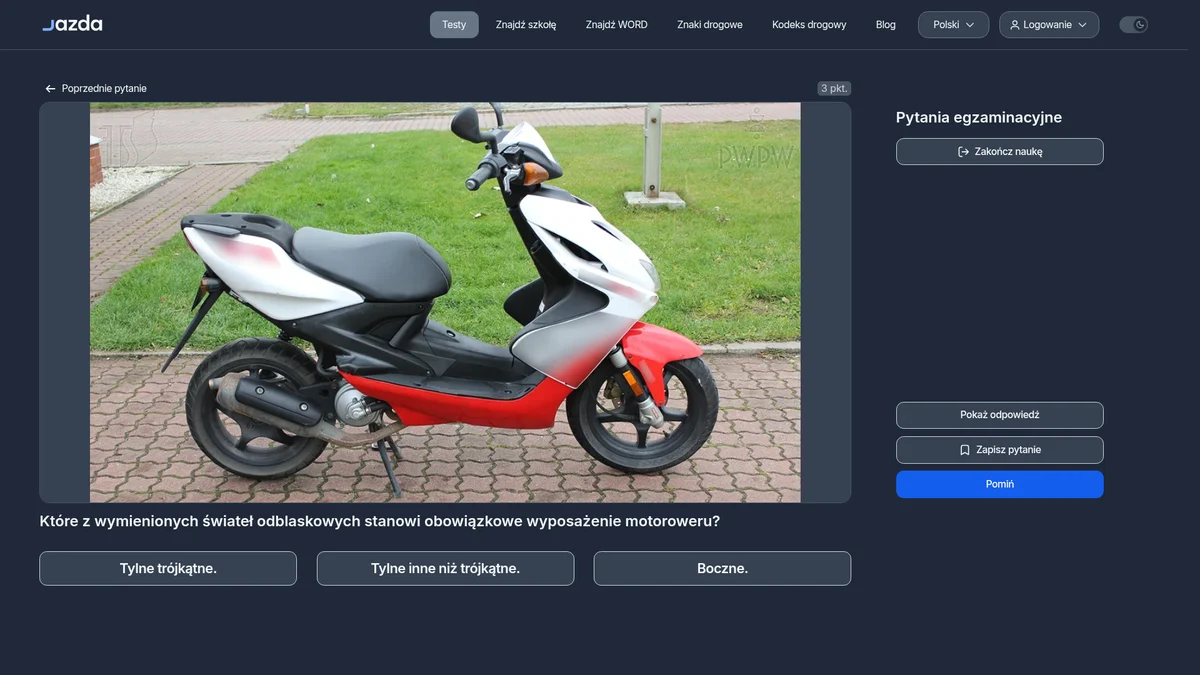 Światła odblaskowe motoroweru - które są obowiązkowe?