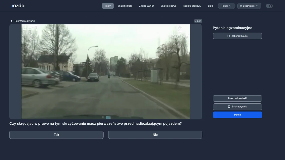 Pierwszeństwo przy skręcie w prawo - kto ustępuje na skrzyżowaniu równorzędnym