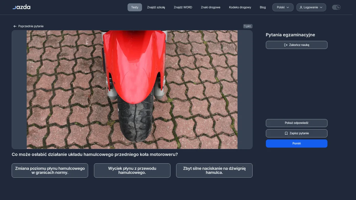 Wyciek płynu hamulcowego motoroweru - dlaczego osłabia hamulce przedniego koła