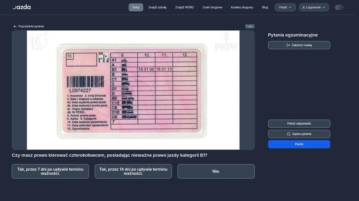 Czterokołowiec i nieważne prawo jazdy B1 - czy wolno Ci jechać?