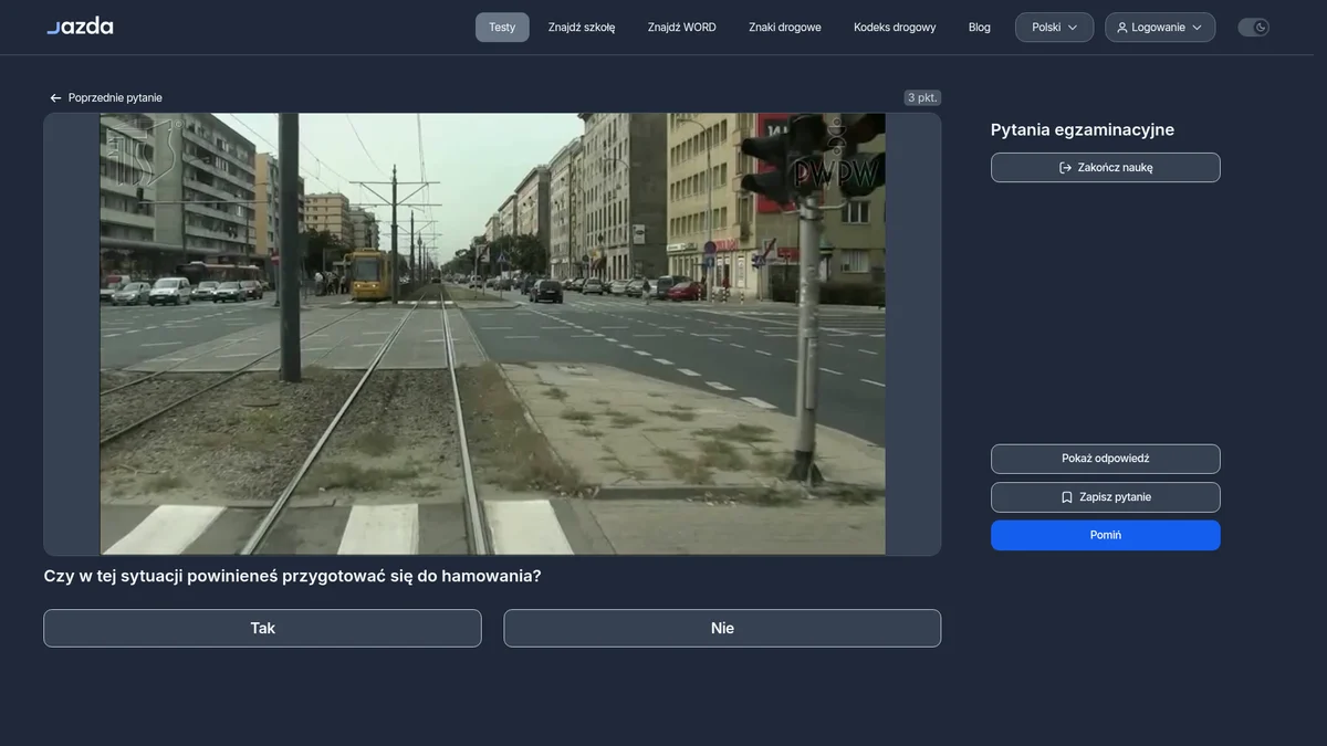 Hamowanie przed przejściem dla pieszych - kiedy musisz być gotowy do zatrzymania
