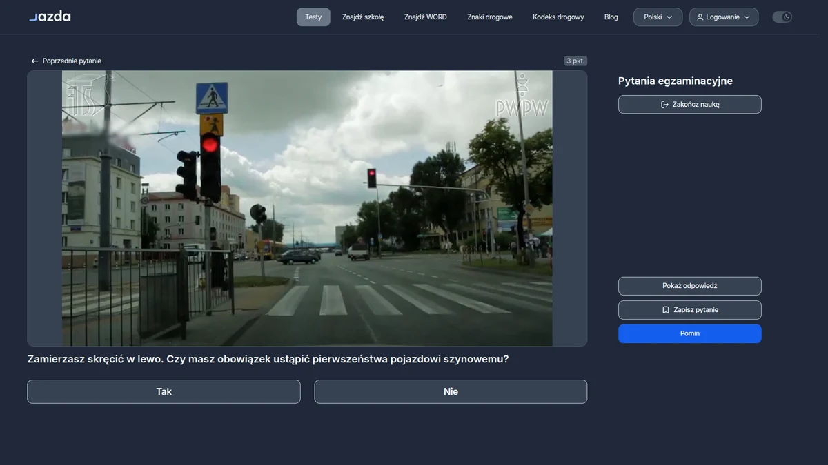 Skręt w lewo przez torowisko - czy tramwaj ma pierwszeństwo