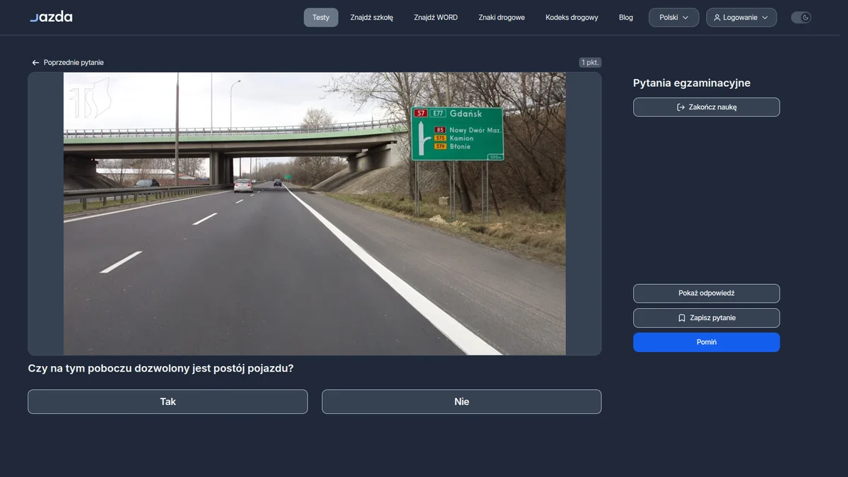 Postój na poboczu za linią ciągłą - czy jest dozwolony