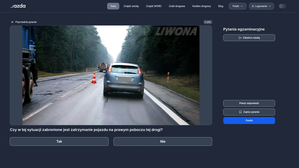 Zatrzymanie na poboczu obok linii ciągłej - dlaczego jest zabronione