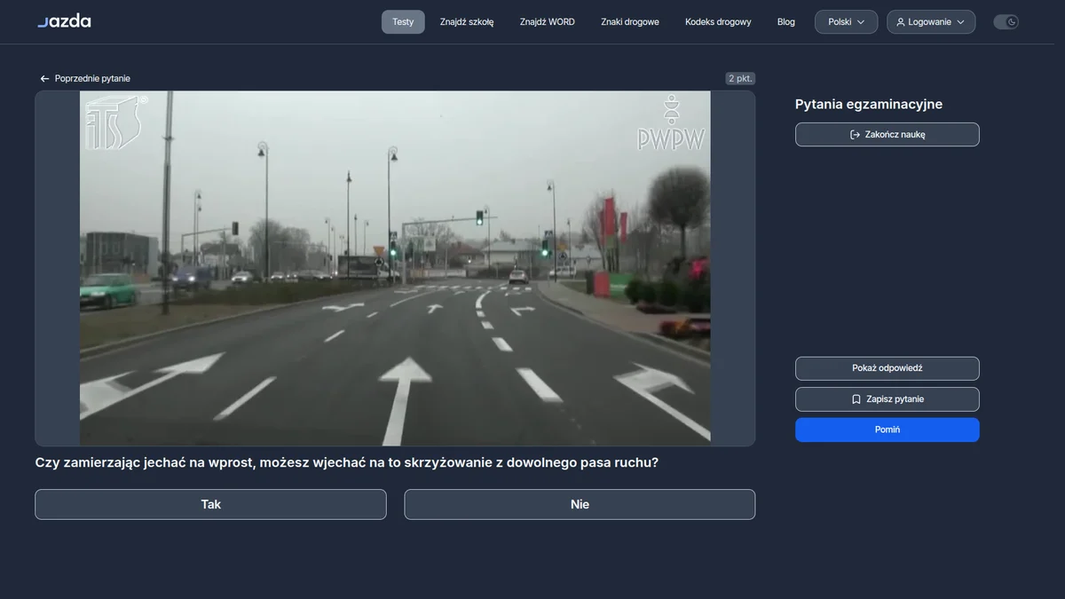 Jazda na wprost z dowolnego pasa ruchu - czy to dozwolone?