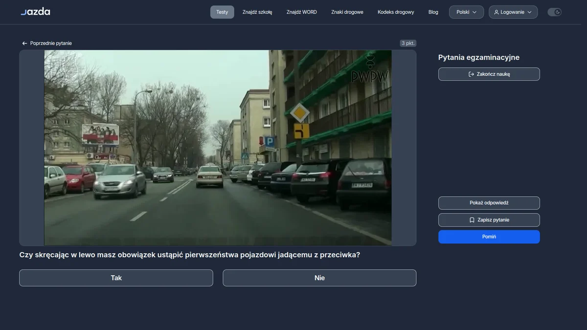 Skręt w lewo, gdy droga z pierwszeństwem skręca - pierwszeństwo
