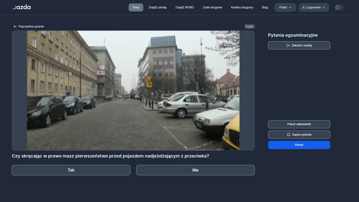 Skręt w prawo a pojazd z przeciwka - kto ma pierwszeństwo