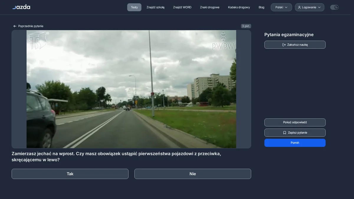 Jazda na wprost a pojazd skręcający w lewo - kto ma pierwszeństwo