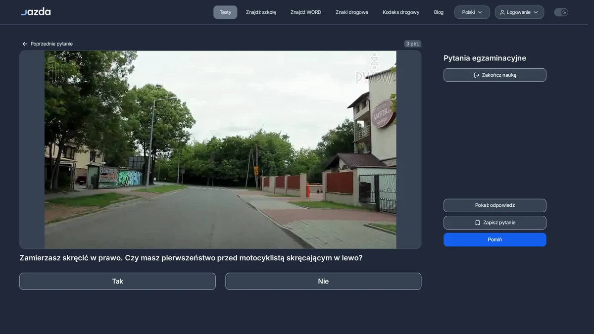 Skręt w prawo z drogi podporządkowanej a pierwszeństwo