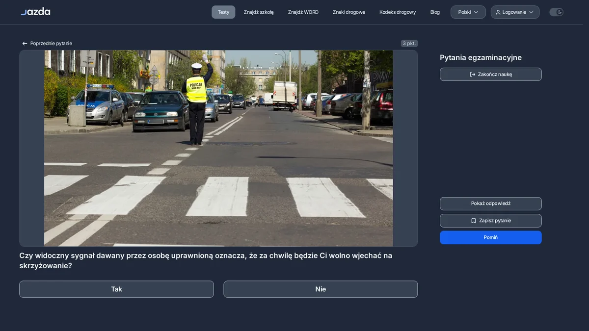 Sygnały policjanta kierującego ruchem - postawa i znaczenie