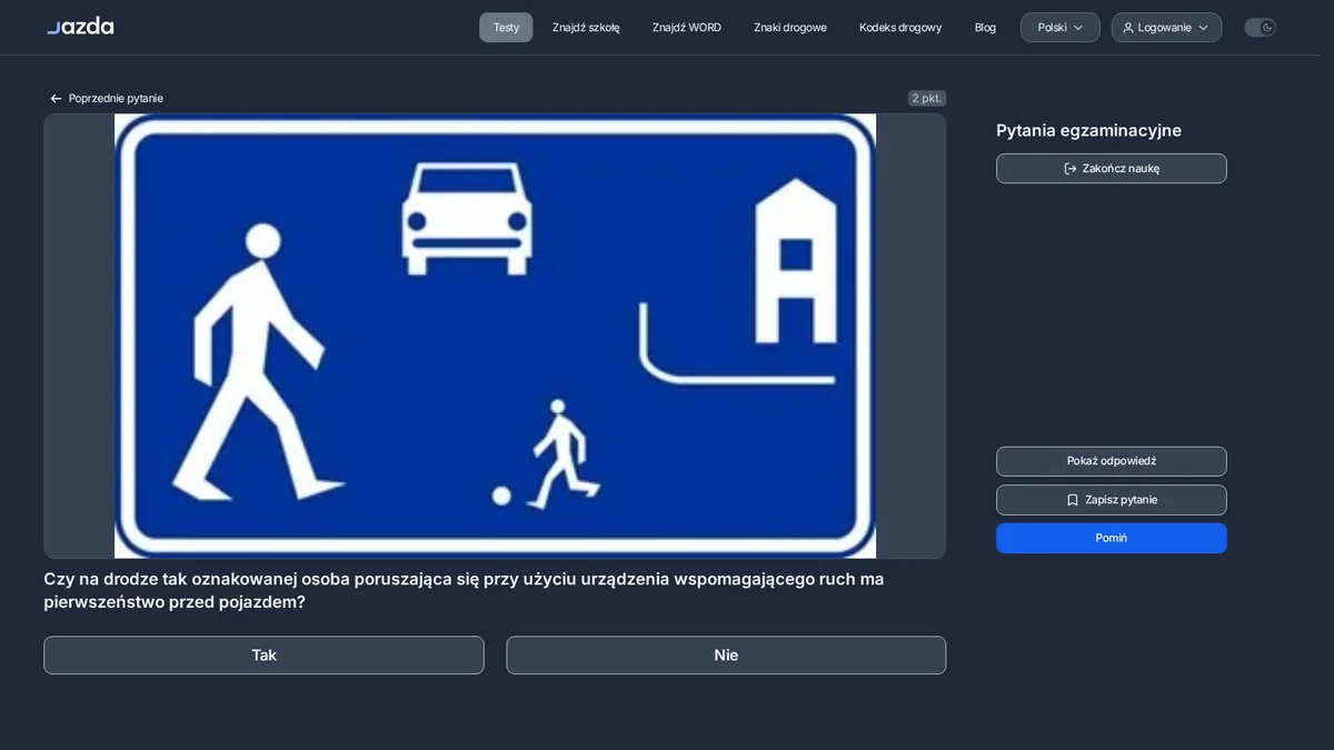 Urządzenie wspomagające ruch a pierwszeństwo w strefie zamieszkania