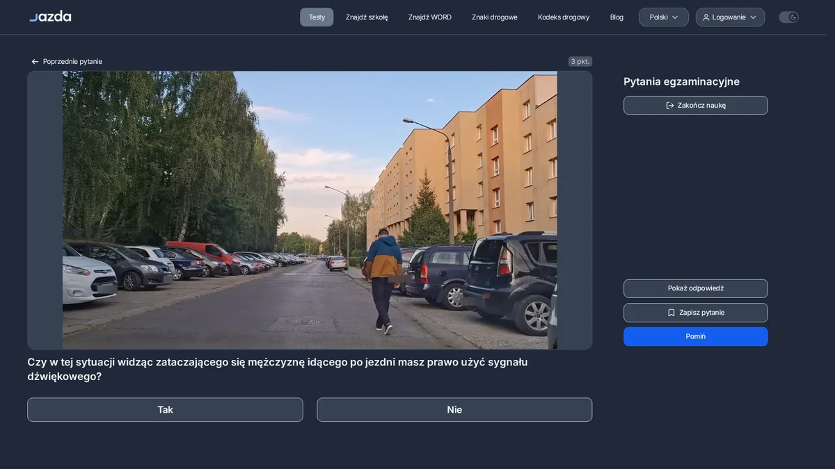 Klakson jako ostrzeżenie o niebezpieczeństwie
