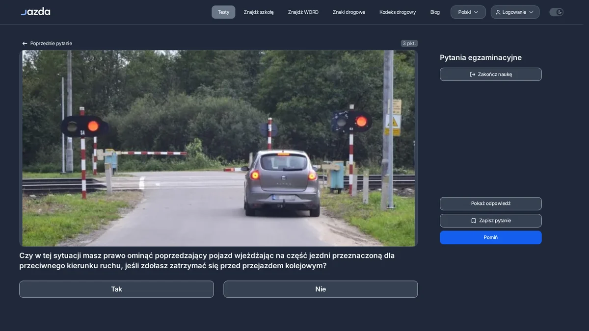 Omijanie z wjazdem na przeciwny pas przed przejazdem - zakaz
