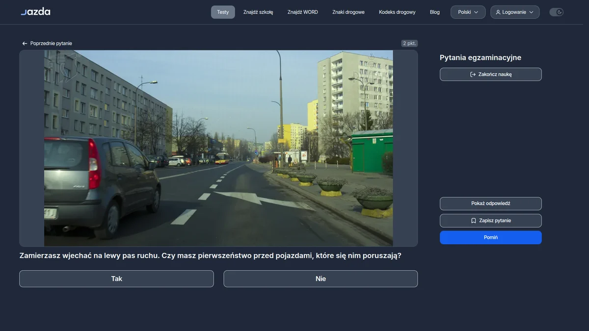 Wjazd na lewy pas ruchu - kto ma pierwszeństwo