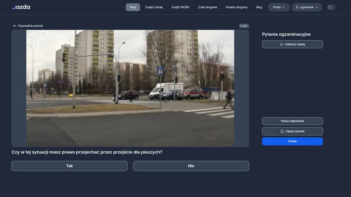 Pieszy na przejściu - poczekaj, aż zejdzie z jezdni