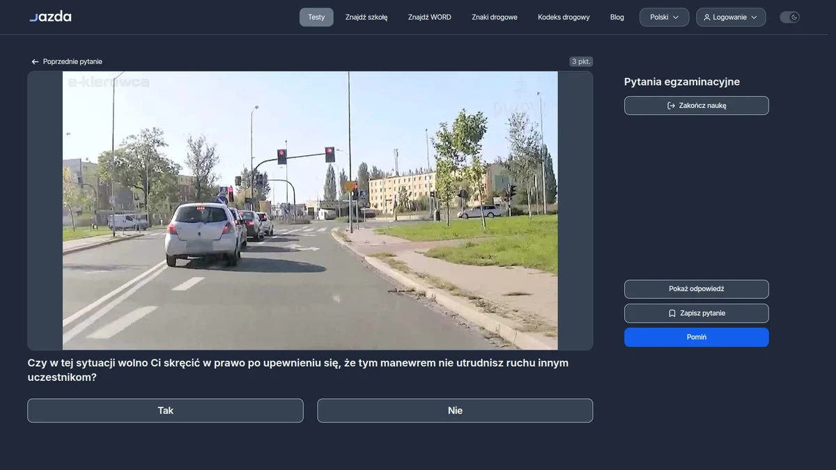 Czerwone światło - zakaz skrętu w prawo bez zielonej strzałki