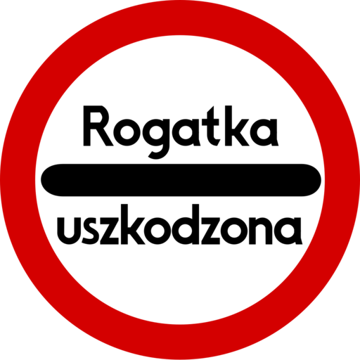 Znak drogowy B-32b - Stój - rogatka uszkodzona