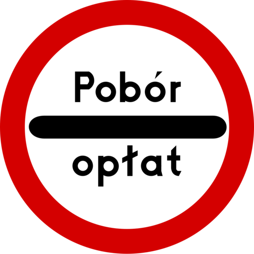 Znak drogowy B-32f - Stój - pobór opłat