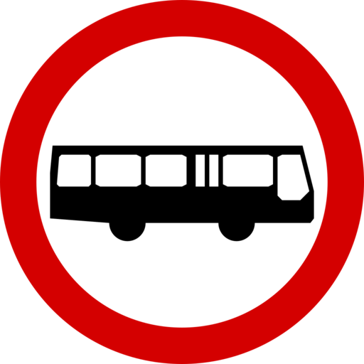 Znak drogowy B-3a - Zakaz wjazdu autobusów