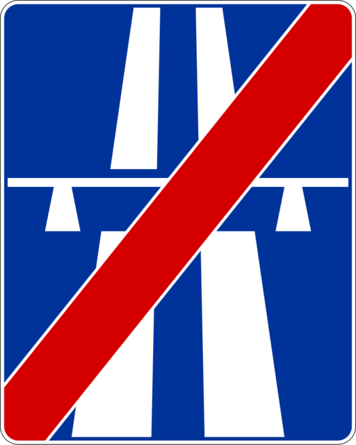 Znak drogowy Koniec autostrady