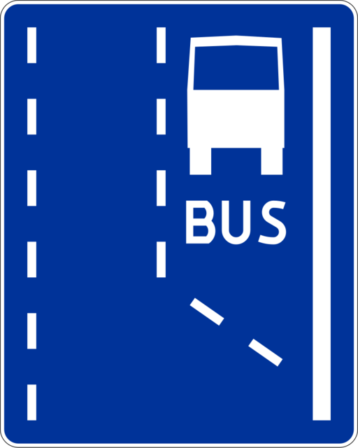 Znak drogowy Początek pasa ruchu dla autobusów