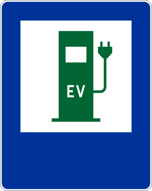 Znak drogowy D-23c - Punkt ładowania pojazdów elektrycznych lub hybrydowych