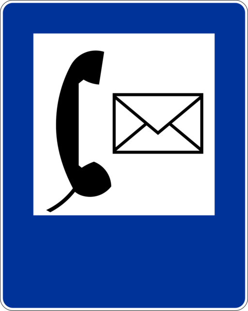 Znak drogowy D-25a - Poczta z ogólnodostępnym telefonem