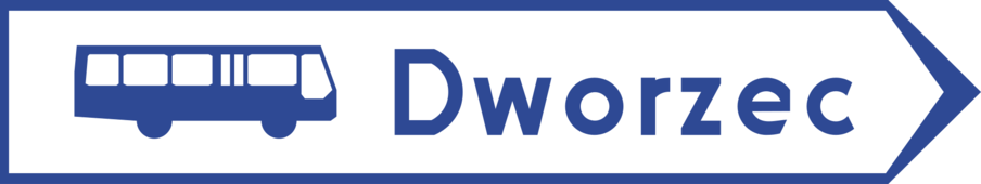 Znak drogowy E-6b - Drogowskaz do dworca autobusowego