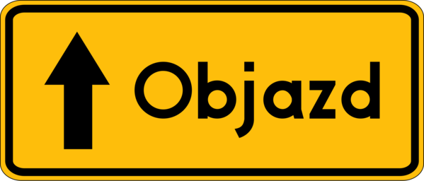 Znak drogowy Znak prowadzący na drodze objazdowej