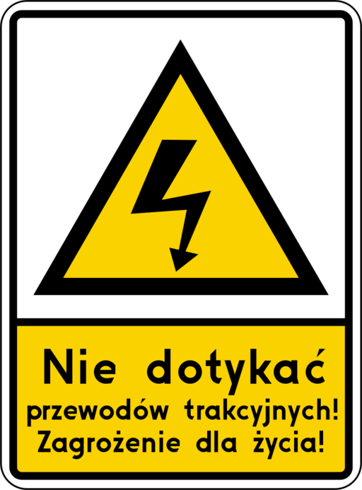 Znak drogowy Sieć pod napięciem